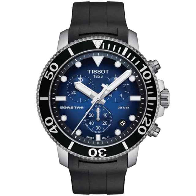 【TISSOT 天梭 官方授權】SEASTAR1000海星系列 漸層藍 潛水腕錶 父親節 禮物 送禮 推薦(T1204171704100)
