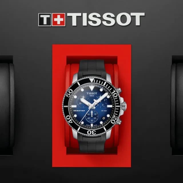【TISSOT 天梭 官方授權】SEASTAR1000海星系列 漸層藍 潛水腕錶 父親節 禮物 送禮 推薦(T1204171704100)