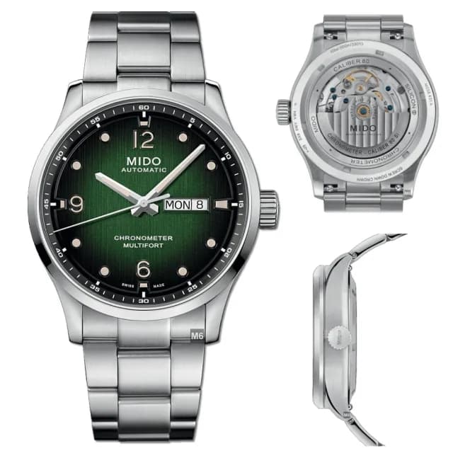 【MIDO 美度】廣告熱賣款 Multifort先鋒M天文台認證腕錶 黑綠漸變面42㎜ M6(M038.431.11.097.00)