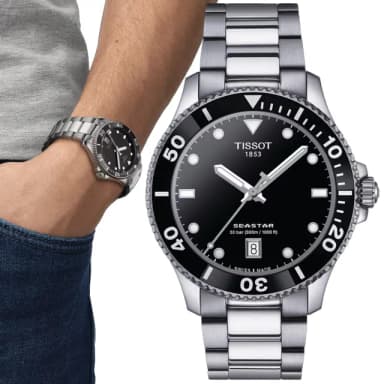 【TISSOT 天梭 官方授權】SEASTAR 1000海星系列 黑 潛水腕錶 畢業禮物 送禮 推薦(T1204101105100)