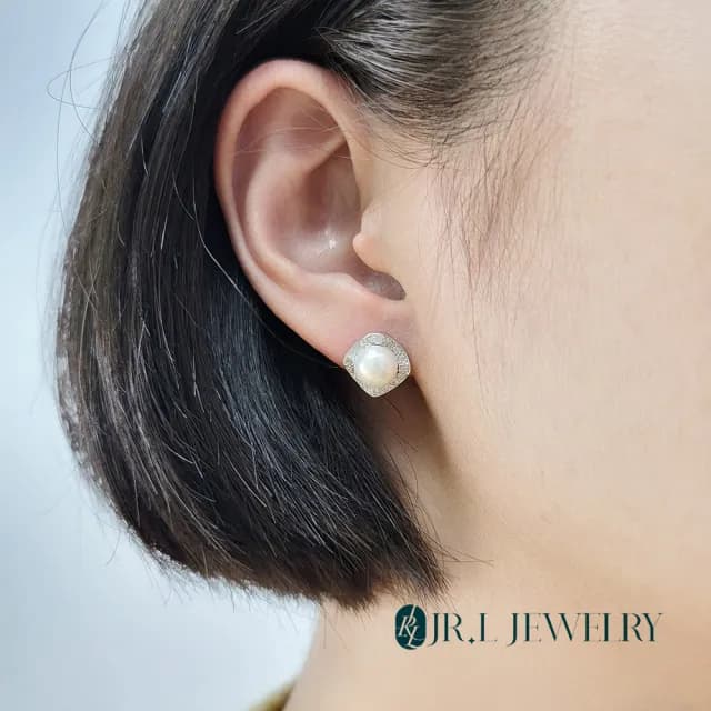 【JR.L金瑞利珠寶】情人節禮物 天然珍珠 2.5-8MM 純銀925珍珠耳環(貼耳式系列C)