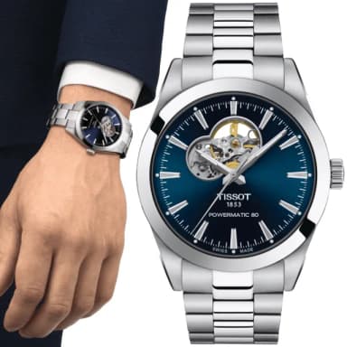 【TISSOT 天梭 官方授權】GENTLEMAN系列 開芯機械腕錶 畢業禮物 送禮 推薦(T1274071104101)