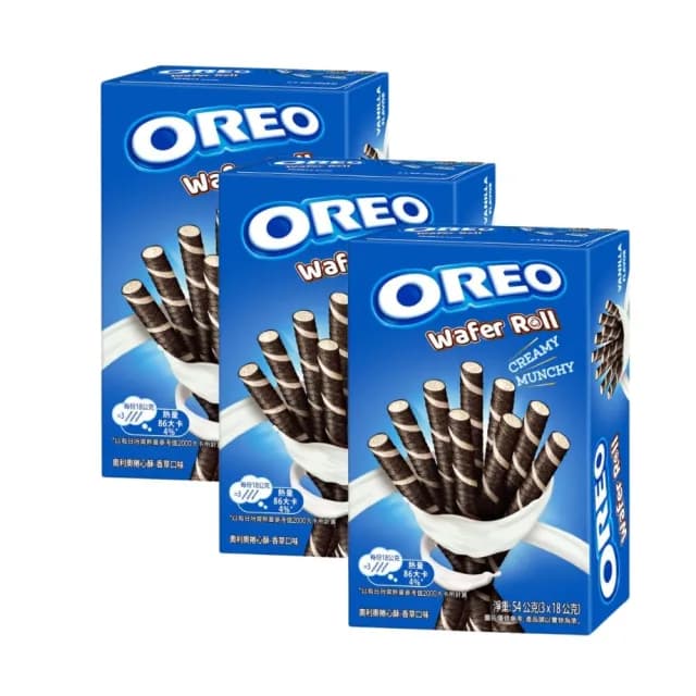 【OREO 奧利奧】奧利奧捲心酥54g 三入組(濃醇巧克力/香甜香草)