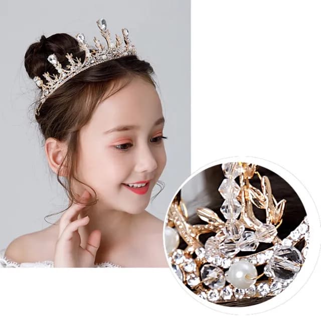 【橘魔法】華麗水鑽皇冠頭飾(生日 表演 金色皇冠 銀色皇冠 髮夾 髮飾 頭飾 花童 禮服 畢業典禮 婚禮 攝影)