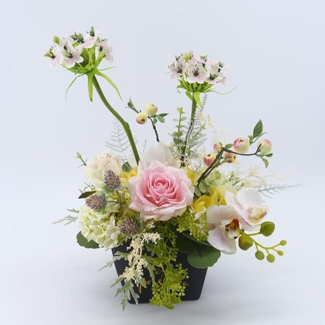 【HUGO DECO 榆果傢飾】粉玫瑰甜美風紙袋香氛花禮(擬真植物/人造盆栽/綠化/佈置/禮物)