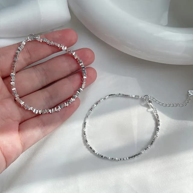 【MoonDy】情人節禮物 項鍊配 純銀配 女配件 多層次手鍊 正韓飾品 復古飾品 純銀手鍊 手鏈  銀飾 女生手鍊