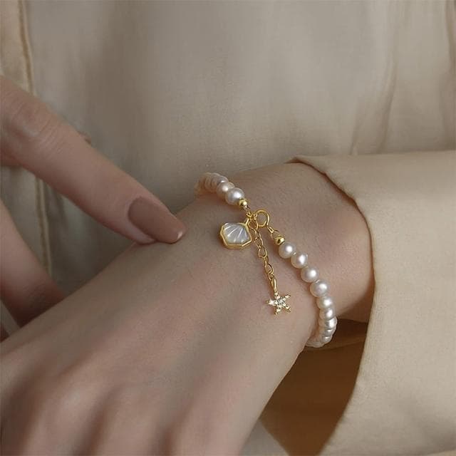 【MoonDy】情人節生日禮物 送女友 純銀釦環 手鍊 飾品 淡水珍珠  高品質 珍珠手鍊 純銀手鍊 純銀飾品