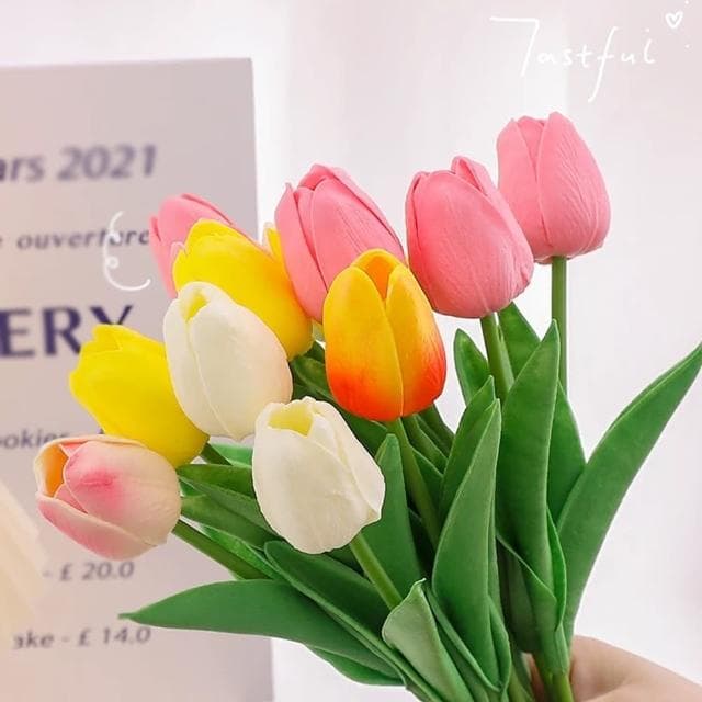 仿真鬱金香花朵3朵送花套(生日 派對 母親節 情人節 求婚告白 七夕 畢業 送禮 小禮物 氣球 居家 布置)