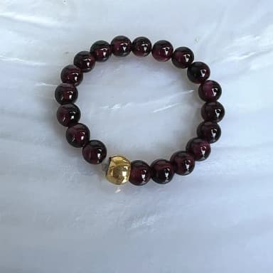 【Penny珮妮】黃金999轉運金珠石榴石彈力繩指環戒指(母親節 交換禮物  生日禮 情人節 尾牙 新年 結婚)