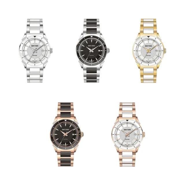 【RHYTHM 麗聲】F1207T 極簡簡單設計 日期顯示 藍寶石水晶玻璃 不鏽鋼手錶