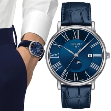 【TISSOT 天梭 官方授權】CARSON系列 簡約時尚月相腕錶 畢業禮物 送禮 推薦(T1224231604300)