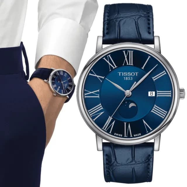 【TISSOT 天梭 官方授權】CARSON系列 簡約時尚月相腕錶 畢業禮物 送禮 推薦(T1224231604300)