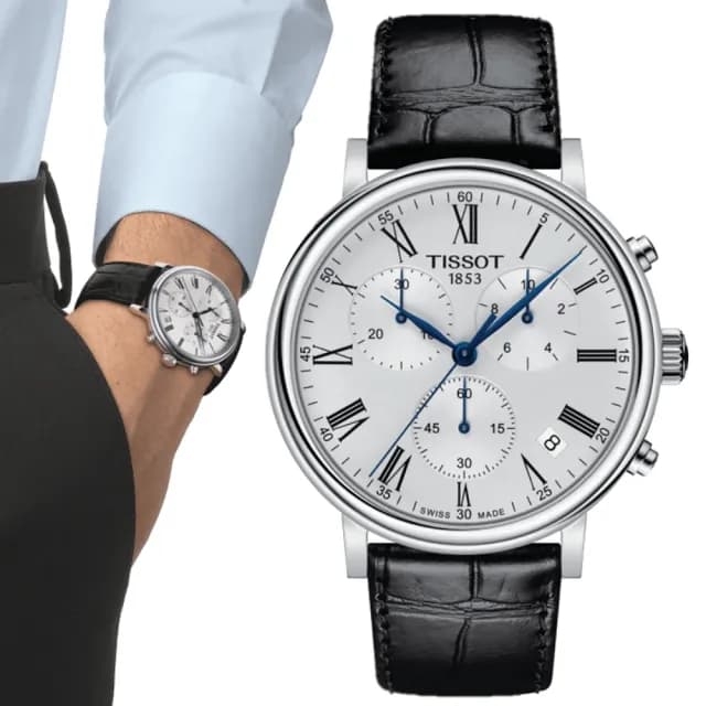 【TISSOT 天梭 官方授權】CARSON系列 紳士計時腕錶 畢業禮物 送禮 推薦(T1224171603300)