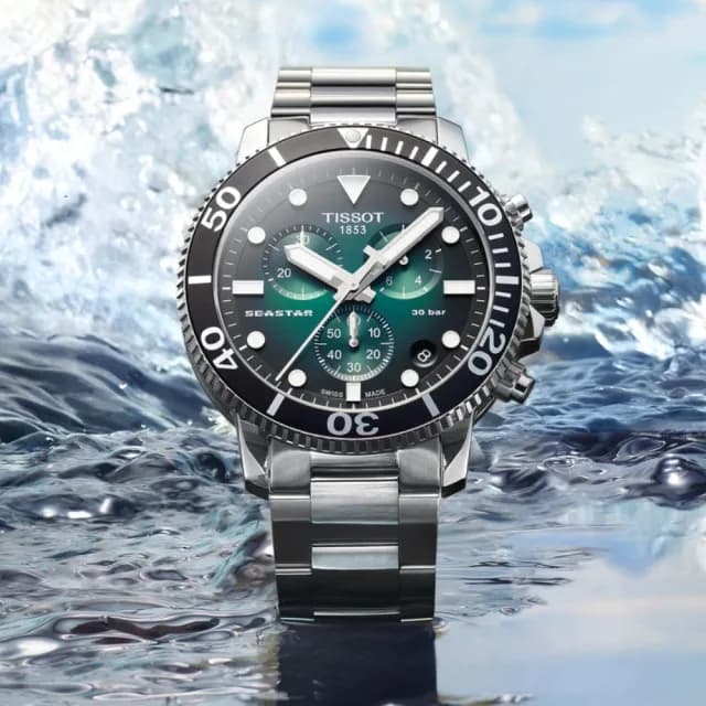 【TISSOT 天梭 官方授權】SEASTAR1000海星系列 潛水計時腕錶 父親節 禮物 送禮 推薦(T1204171109101)