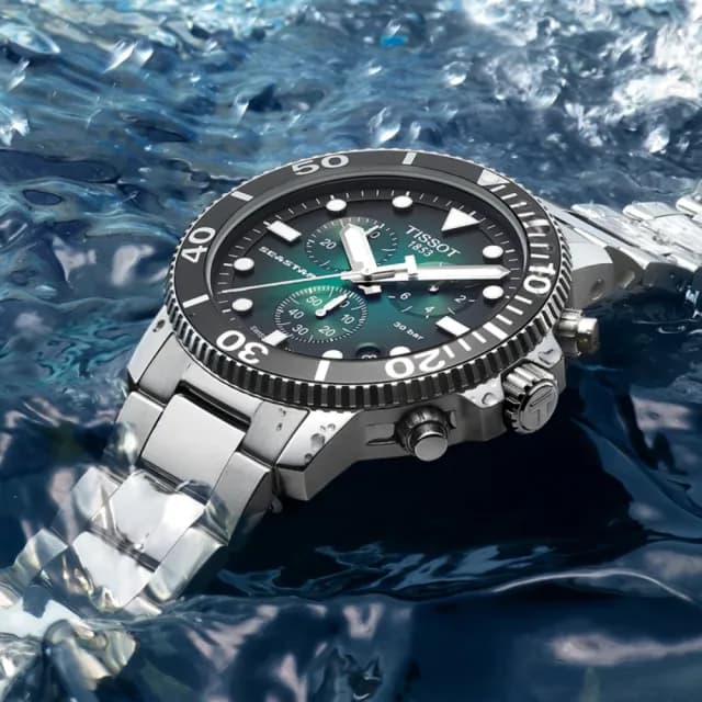 【TISSOT 天梭 官方授權】SEASTAR1000海星系列 潛水計時腕錶 父親節 禮物 送禮 推薦(T1204171109101)