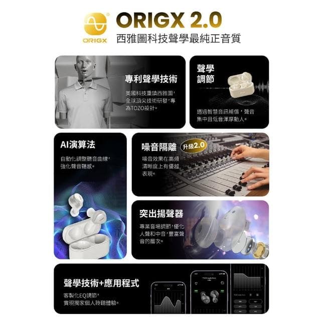 【TOZO】NC7 Pro ANC主動式降噪AI輔助真無線藍芽耳機(美國聲學品牌/chatGPT/智慧錄音/離耳偵測/原廠公司貨)