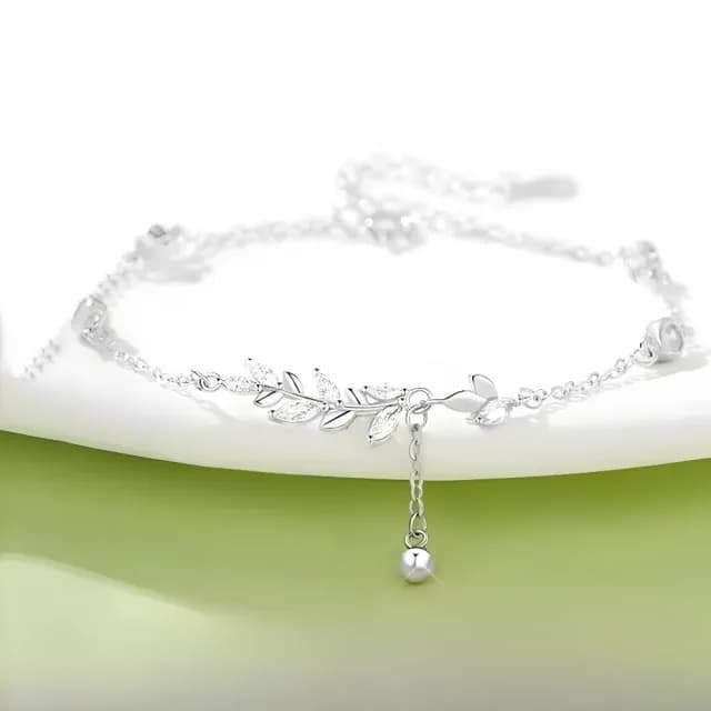 【清新美】S999純銀小清新樹葉麥穗手鍊(足銀飾品 女生手鏈 手環 手鐲 飾品 百搭 情人節 生日禮物 手環)