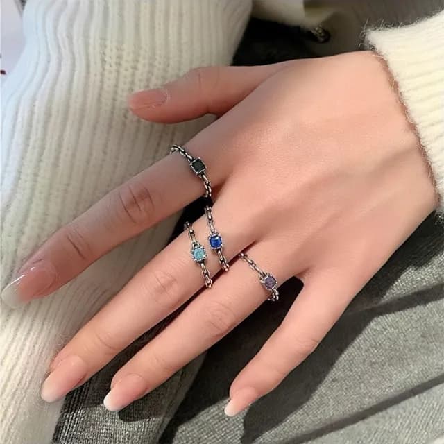 【KT DADA】情人節禮物 戒指 戒指女生 925純銀戒指 可調式戒指 女生戒指 方鑽戒指 女友生日禮物 婚禮小禮物