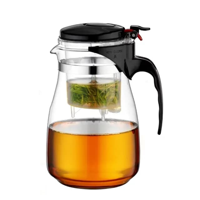 【優雅泡茶】一鍵濾茶高雅耐熱玻璃飄逸杯(一鍵按壓過濾 泡茶杯 泡茶壺 泡茶器 公道杯 茶水分離 茶具)