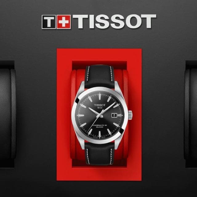 【TISSOT 天梭 官方授權】GENTLEMAN系列 矽 機械腕錶 母親節 禮物 推薦(T1274071605100)