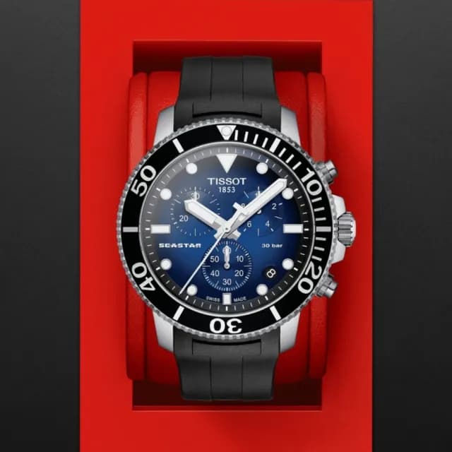 【TISSOT 天梭】SEASTAR1000 漸層藍 潛水腕錶 七夕 情人節 禮物 送禮 推薦(T1204171704100)