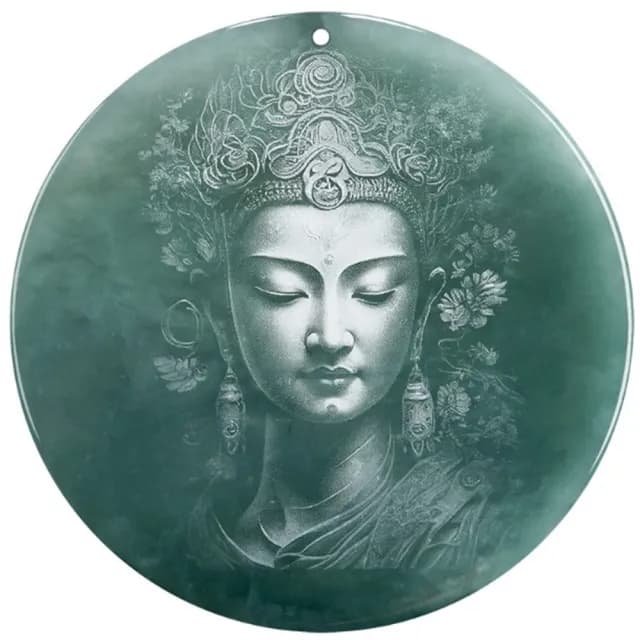 【Penny珮妮】A貨翡翠藍水影雕觀音菩薩吊墜項鍊毛衣鏈(母親節 父親節 生日 交換禮物 情人節 尾牙 新年)