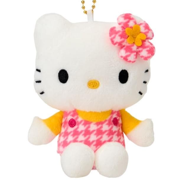 【小禮堂】Sanrio 三麗鷗 Hello Kitty 絨毛玩偶吊飾 黃衣粉千鳥 變裝50週年(平輸品)