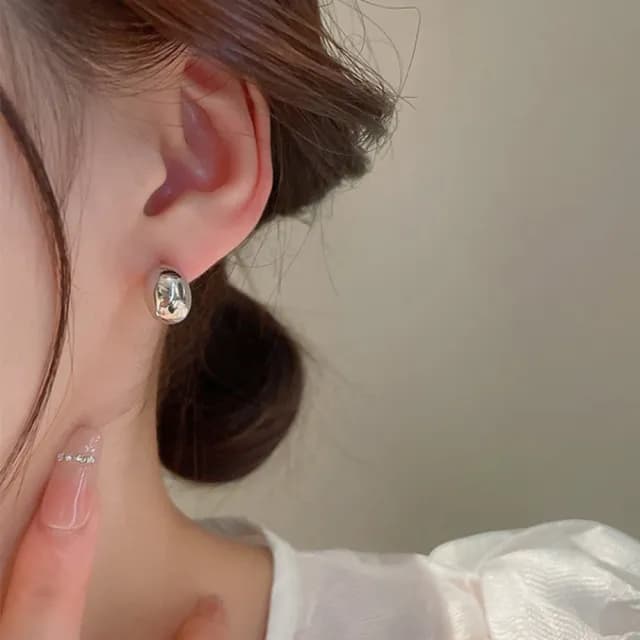 【KT DADA】情人節禮物 s999純銀 耳環 小豆耳釘 豆豆耳環 韓版 金邊 白色  999銀針  耳針 耳夾 新娘飾品 歐