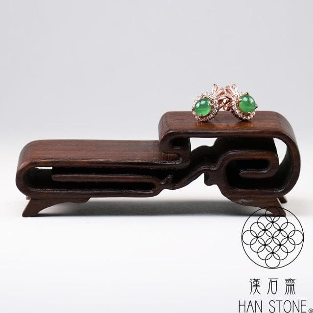 【漢石齋】天然翡翠A貨 蛋面設計耳環 冰糯種滿綠(5*5mm*2pcs)