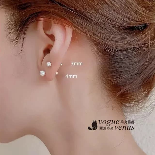 【維克維娜】霧面圓珠點綴925純銀耳環
