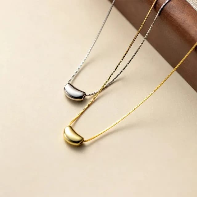 【維克維娜】相思豆方盒鍊925純銀項鍊