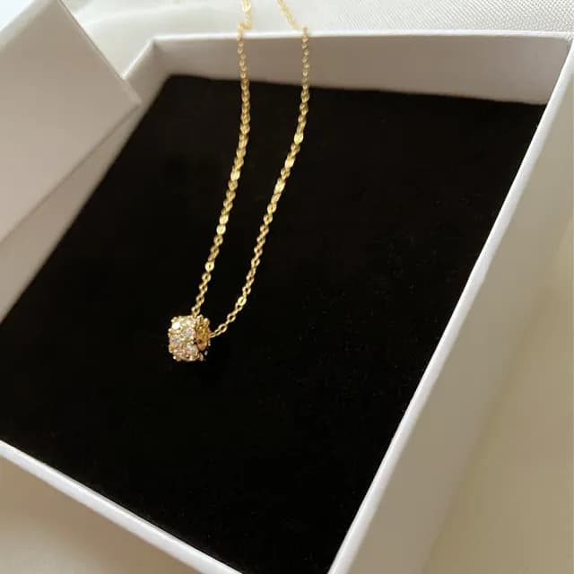 【CReAM】Aura純銀鍍14K金色銀色幸運轉運鑲崁亮鑽金色女項鍊(生日 禮物 送禮 禮盒)