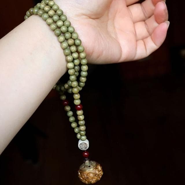 【Penny珮妮】綠檀可開香囊木質項鍊佛珠毛衣鍊(母親節 交換禮物  生日禮 情人節 尾牙 新年 結婚)