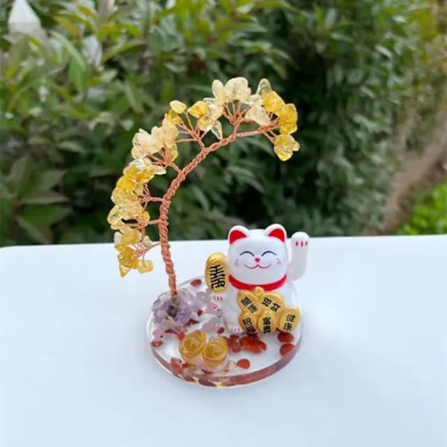 【JEN】水晶許願招財樹招財貓3款可選(開業送禮 喬遷 入新居 生日禮物 交換禮物 尾牙 新年)
