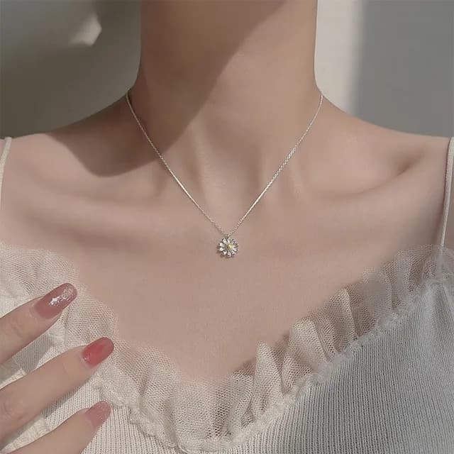 【維克維娜】清新小雛菊925純銀項鍊