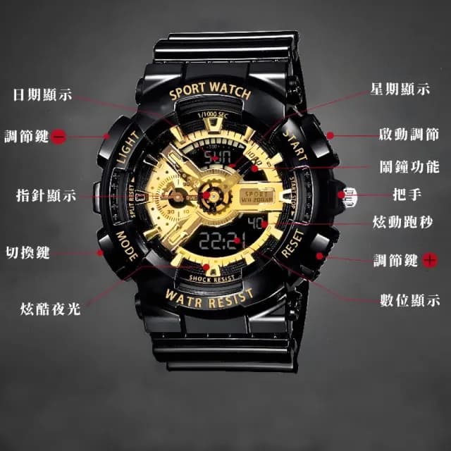 【酷帥錶帶】多功能潮流電子手錶(夜光錶 鬧鐘 日期 休閒錶 兒童錶 國中生 高中生 女錶 男錶 腕錶 運動)