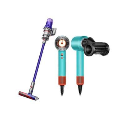 【dyson 戴森】HD16智慧溫控吹風機(綠松石)+ SV18 輕量無線吸塵器(紫色)(超值組)