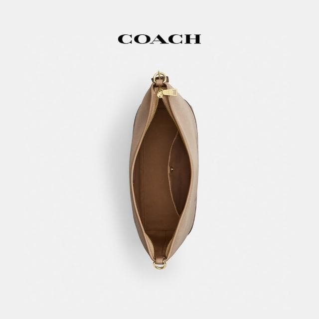 【COACH】蔻馳官方直營 LAUREL馬車圖案大號單肩手袋-IM/深自然色 混合色(CAK92)
