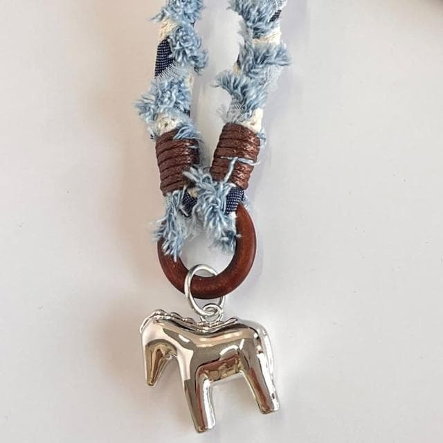 【MoonDy】飾品 項鍊 女生項鍊 禮物 木馬 小馬 牛仔 手工編織 毛衣項鍊 長項鍊 情侶項鍊 生肖項