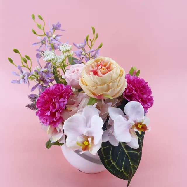 【HUGO DECO 榆果傢飾】紫石斛蘭庭園玫瑰香氛花禮(母親節/人造盆栽/綠化/佈置/禮物)