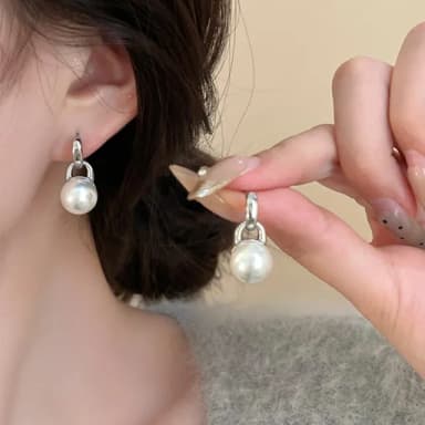 【LEESA】母親節禮物 大珍珠耳環\珍珠\耳釘女\高級\獨特\流蘇\瑪瑙石\耳環\時尚\珍珠耳環\交換禮物\生日禮 