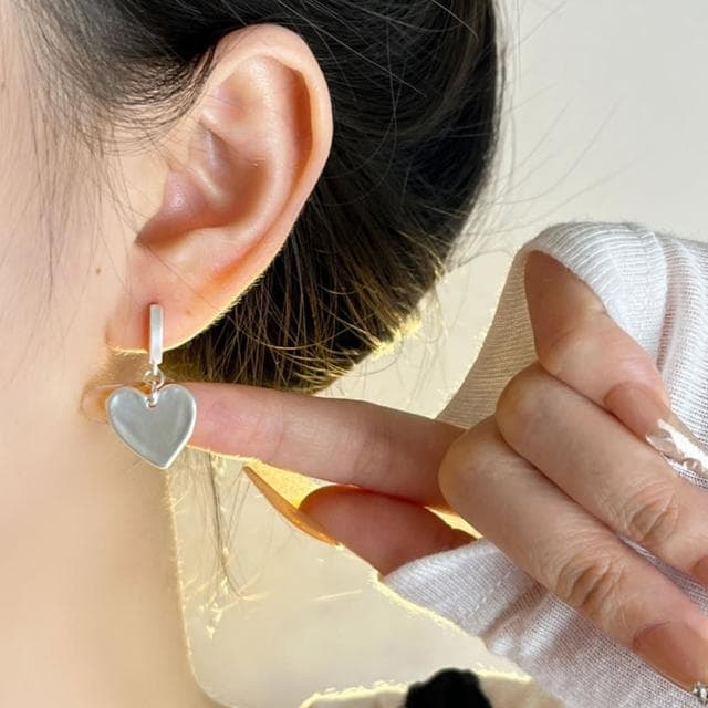 【LEEHER】桃心吊墜/耳釘/愛心/耳環女/復古/生日禮物/禮物/小眾飾品/小眾設計/大愛心耳環/垂墜/交換禮物/