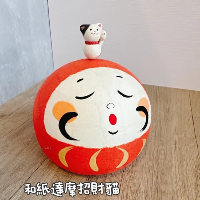 【Ciao Li 僑俐】日本京都和紙達摩招財貓擺件17cm(招財 招福 招財貓 擺件 開業禮 交換禮物 入厝禮)