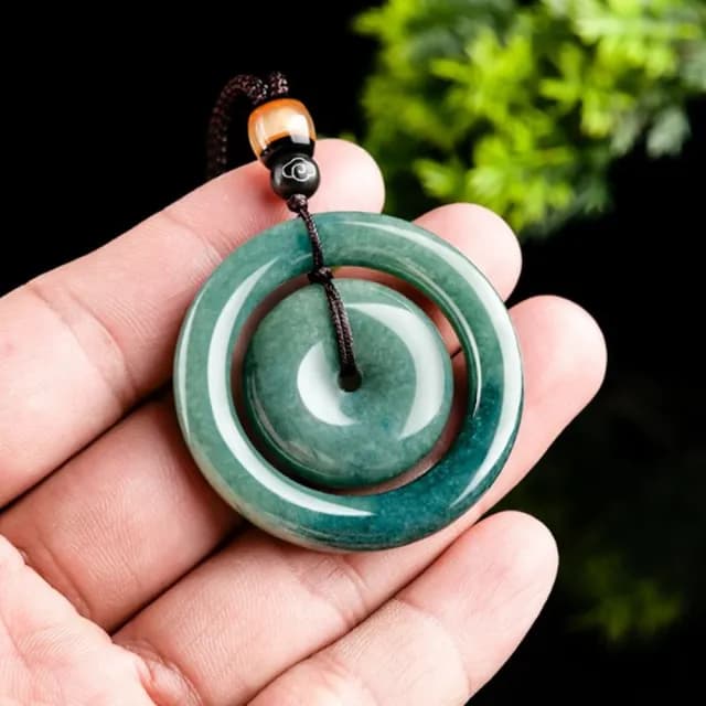【Penny珮妮】A貨翡翠豆綠大平安扣子母扣吊墜項鍊(母親節 父親節 交換禮物 生日 情人節 尾牙 新年)