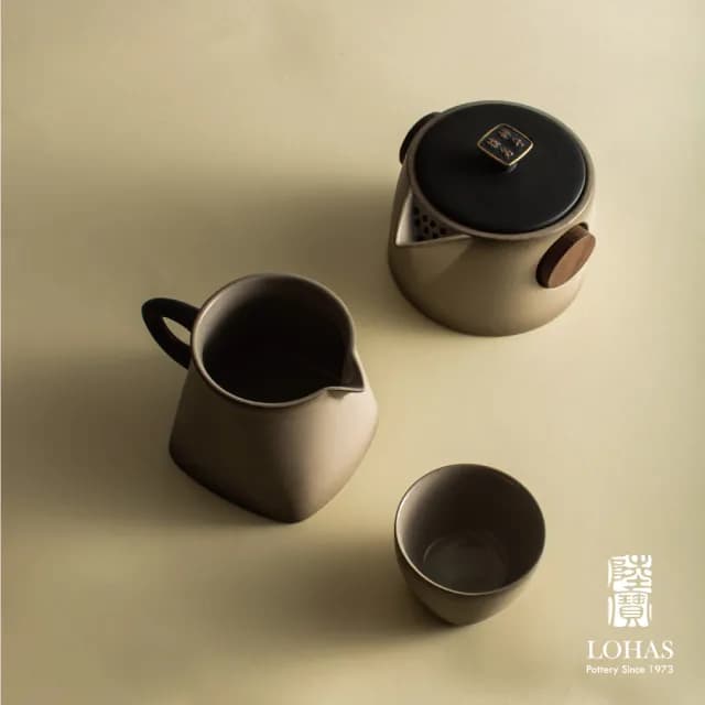 【LohasPottery 陸寶】快雪時晴茶組  潑墨效果 一壺一海六杯(陶瓷茶具  功夫茶具  品  茗杯組 茶具禮盒)