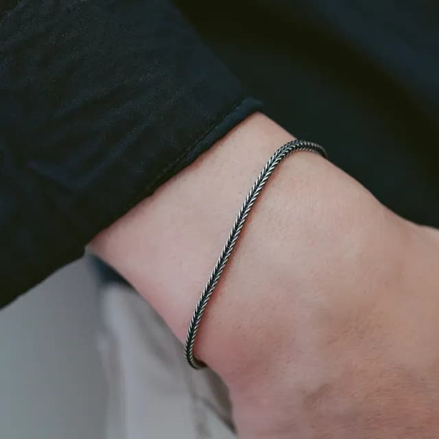 【BLUMA】男生手鍊 稻穗純銀手鍊(男生飾品 簡約 個性 男士手鏈 情侶手鏈 情人節禮物 男生禮物)