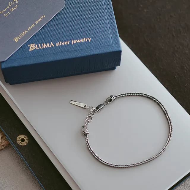 【BLUMA】情人節禮物 男生手鍊 稻穗純銀手鍊(男生飾品 簡約 個性 男士手鏈 情侶手鏈 情人節禮物 男生禮物)