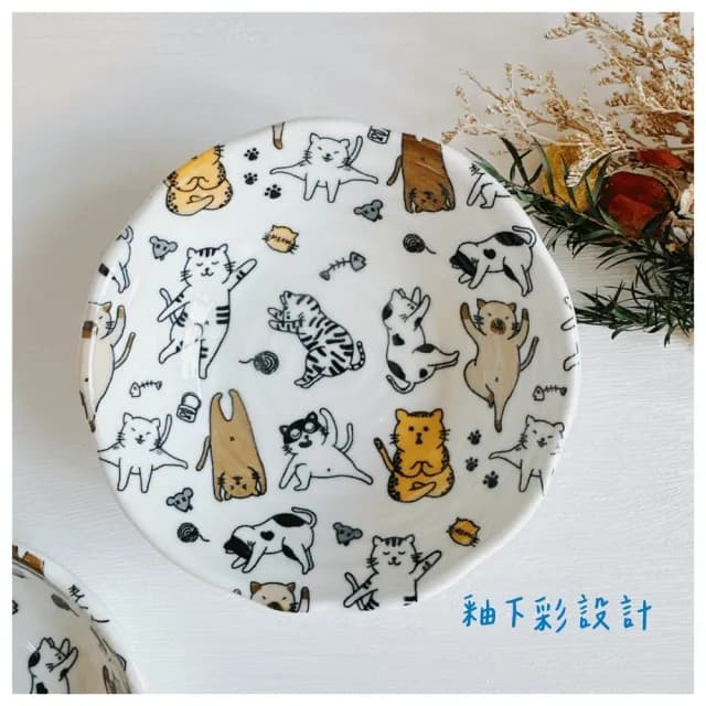 【Ciao Li 僑俐】日本製瑜珈貓五吋缽兩入組(入厝 小菜碟 火鍋沾碟 禮物)