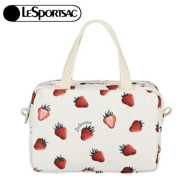 【Lesportsac】草莓田園風輕便小手提包 便當袋 母親節 送禮 禮物(莓果輕舞)