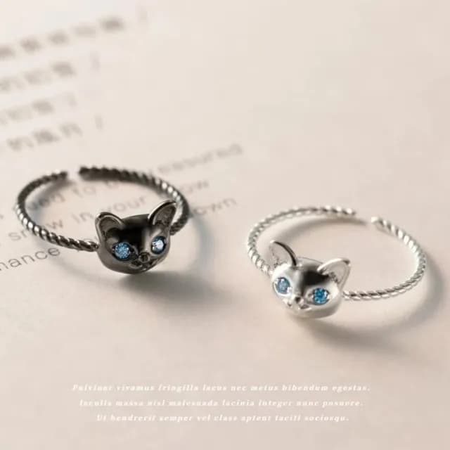 【質設計】可愛貓頭對戒(一對 情侶對戒 戒指 情人節禮物 閨密對戒  飾品 穿搭)